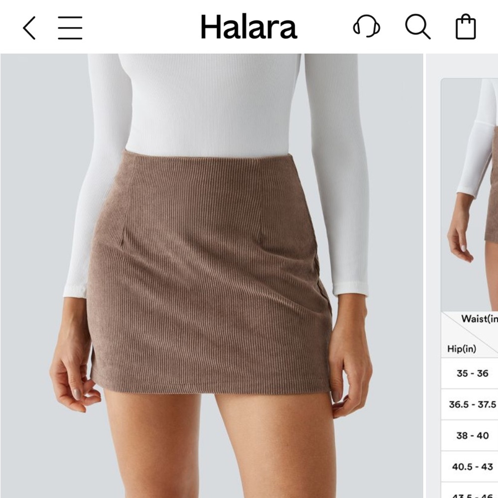 HALARA Brown Corduroy Mini Skirt